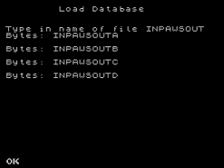 screen print of paw load database screen